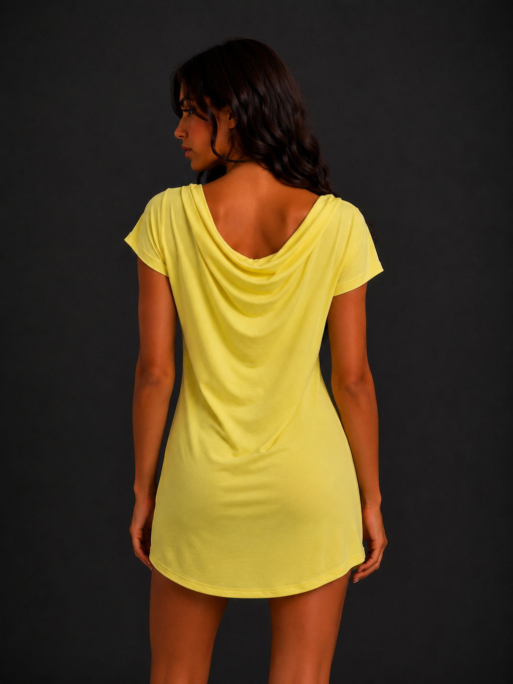 Abito Mini Donna “Lime Drape” – Vestito Drappeggiato Giallo Pastello
