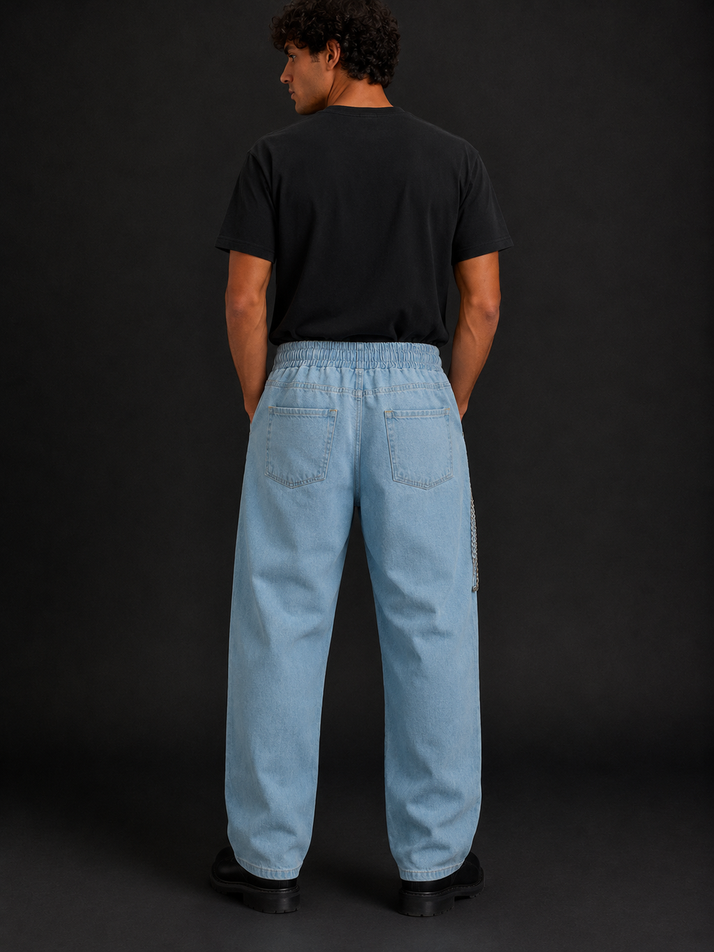 Jeans Relaxed Fit Denim Light Blue con Vita Elasticizzata