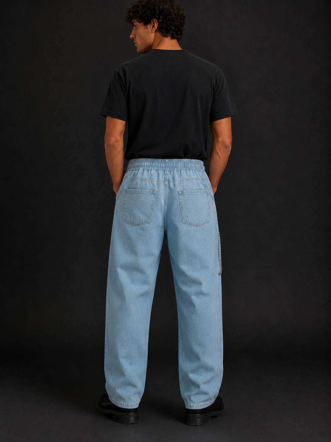 Jeans Relaxed Fit Denim Light Blue con Vita Elasticizzata