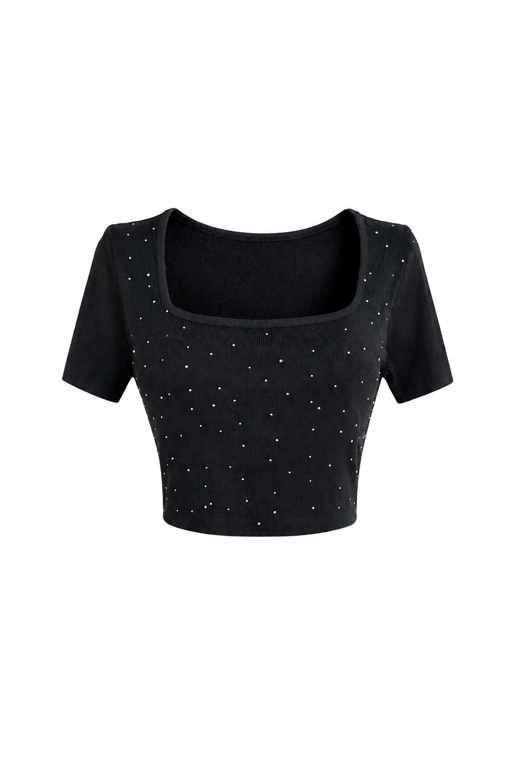 Top Crop Nero Strass brillantinata