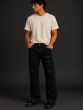 Jeans Wide Leg Destroyed Nero Premium