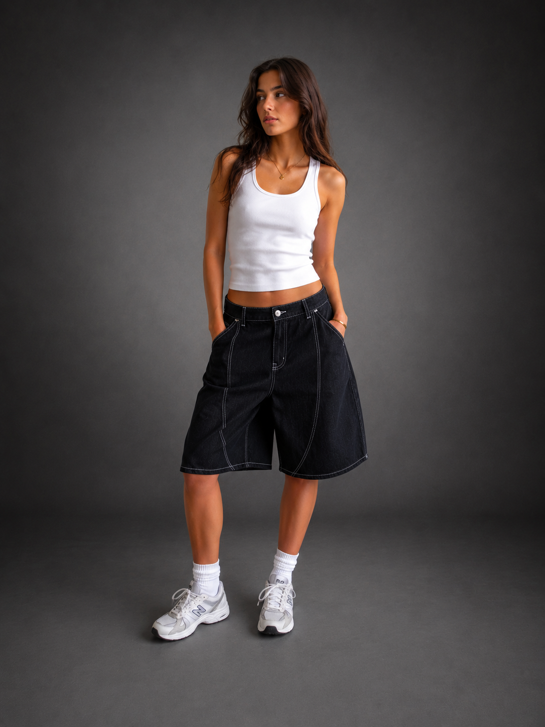 Bermuda Urban Fit Donna Denim Scuro