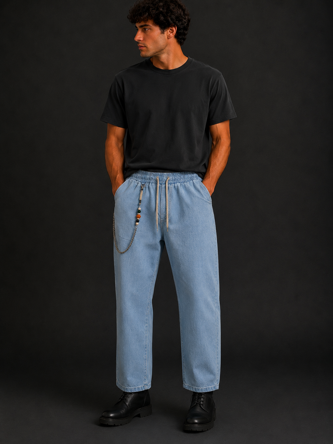 Jeans Relaxed Fit Denim Light Blue con Vita Elasticizzata